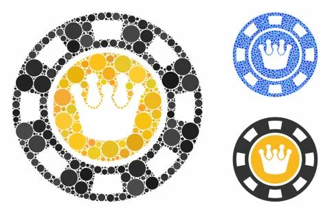 Crown Casino Chip Composition Icon of Round Dots 스톡 일러스트