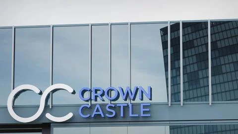 Crown Castle Stock data presented on the logo of the office facade editorial Stock Photos