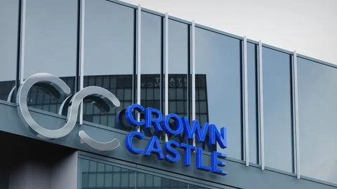 Crown Castle Stock data presented on the logo of the office facade editorial Stock Photos