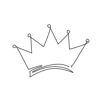 Crown in continuous line style. One line drawing. Isolated vector hand drawn Stock Illustration