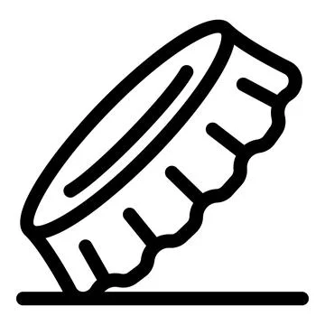 Crown cork lying on the floor, simple black and white icon Stock-Illustration