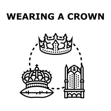 Crown, cushion and throne representing royalty Stock Illustration