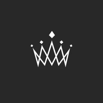Crown design element, monogram abstract logo, thin line royal icon, template  Stock Illustration