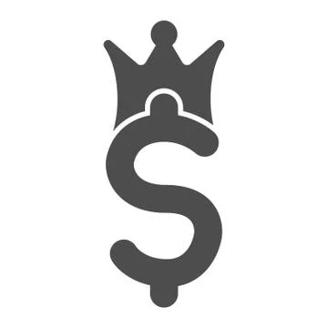 Crown with dollar solid icon. Currency value, king of business symbol, glyph Illustrazione stock