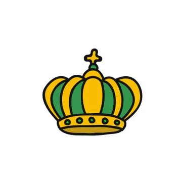 Crown doodle icon, vector color line illustration Stock Illustration