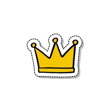 Crown doodle icon, vector sticker illustration Stock Illustration