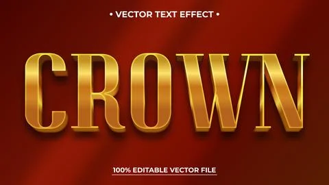 Crown Editable luxury 3d gold text effect Elegant font style for logotype, .. Stock Illustration