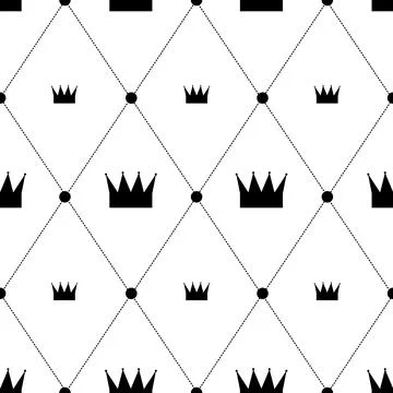 Crown elegance seamless pattern. Royal crowns fabric print, queen king luxury Stock Illustration