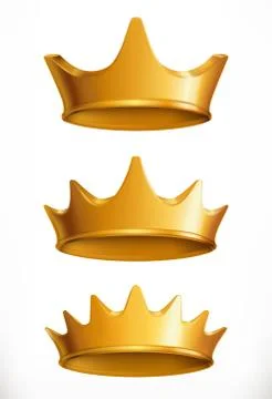 Crown, gold emblem. 3d vector icon Illustrazione stock