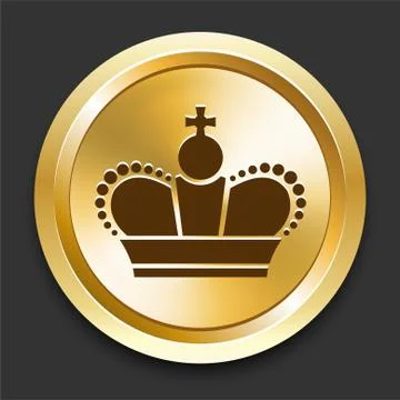 Crown on Golden Internet Button Stock Illustration