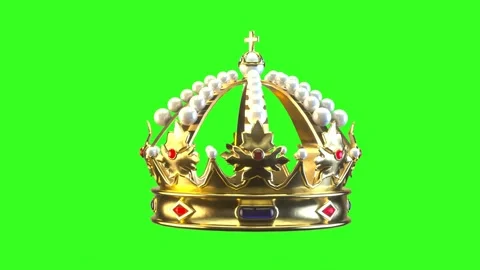 Crown on a green background 3d loop render Stockbeeldmateriaal 277071257