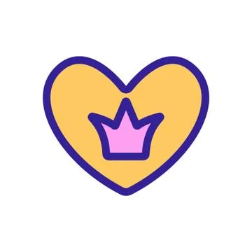 Crown with heart icon vector. Isolated contour symbol illustration 스톡 일러스트