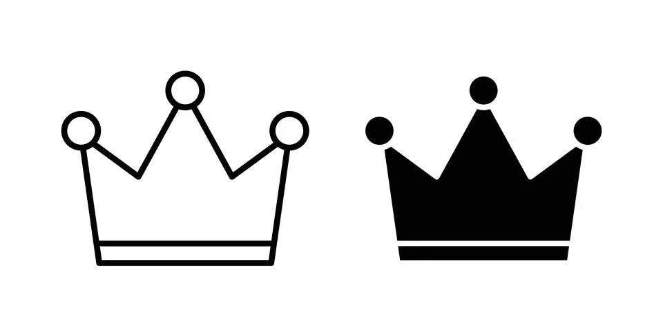 Crown icon black vector isolated on white Stock Illustration