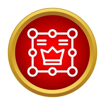 Crown icon button representing premium quality and royalty Stock Illustration