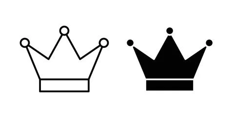 Crown icon collection in black, Line icons, flat symbols Stock Illustration