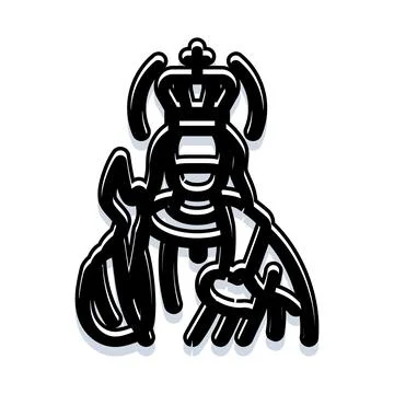 Crown icon concept with hands holding sword and orb Stock Illustration