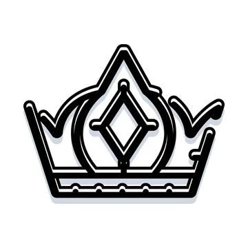 Crown icon flat line art illustration 스톡 일러스트