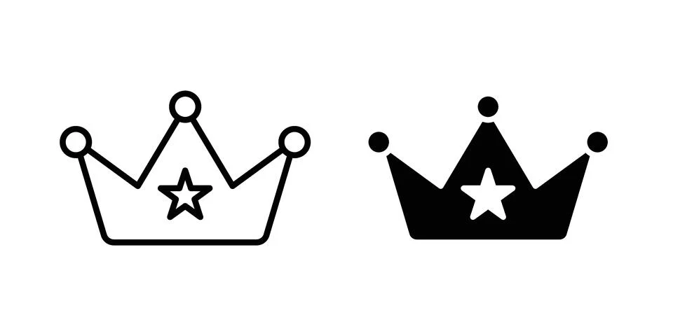 Crown icon linear versions pack on white background Stock Illustration