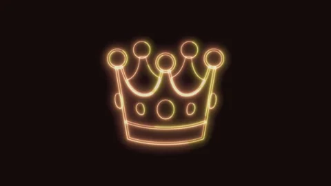 Crown Icon Neon Seamless Loop with Black Background 4K Stock Footage 311430093