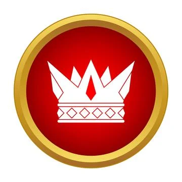 Crown icon in red circle with golden frame Stock Illustration