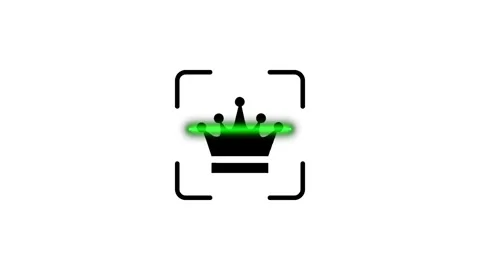 Crown icon scanning process with green light animation. Stock Footage 346498359