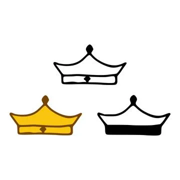 Crown icon set in doodles styles isolated on white background. Royal or queen Stock Illustration
