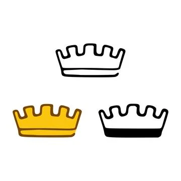 Crown icon set in doodles styles isolated on white background. Royal or queen Stock Illustration
