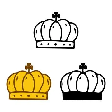 Crown icon set in doodles styles isolated on white background. Royal or queen Stock Illustration