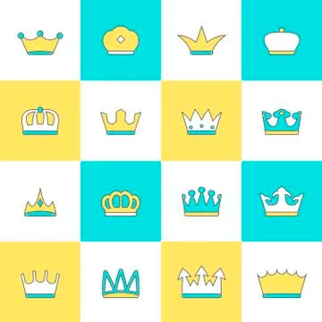Crown icon set 스톡 일러스트