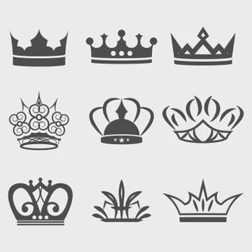 Crown Icon Set Stock Illustration