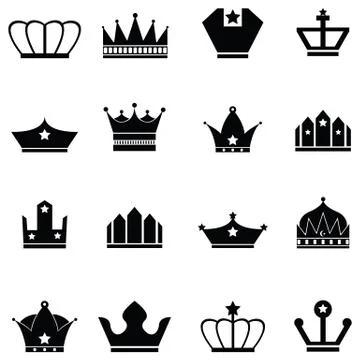 Crown icon set Illustrazione stock