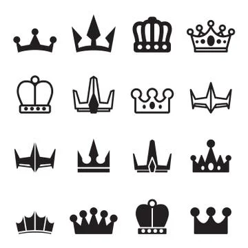 Crown icon set Stock Illustration