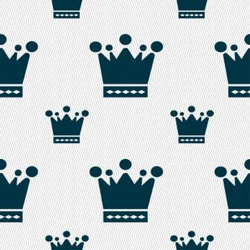 Crown icon sign. Seamless pattern with geometric texture. Vector Illustrazione stock