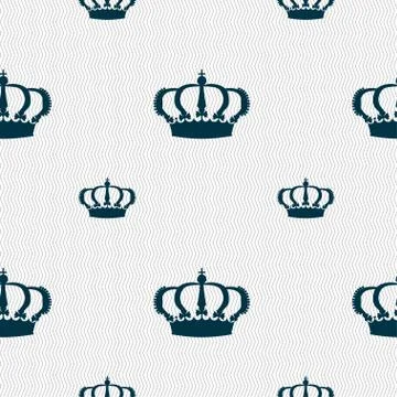 Crown icon sign. Seamless pattern with geometric texture. Vector Stockillustratie
