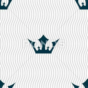 Crown icon sign. Seamless pattern with geometric texture. Vector Stock Illustration