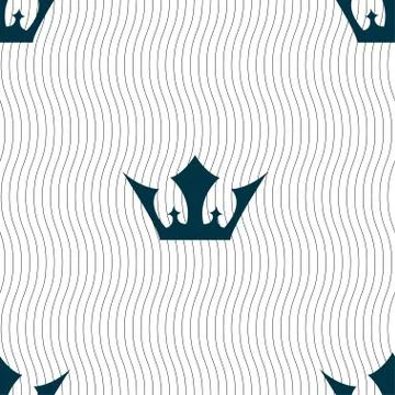 Crown icon sign. Seamless pattern with geometric texture. Vector Stock Illustration
