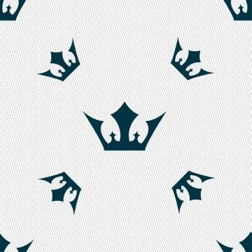 Crown icon sign. Seamless pattern with geometric texture. Vector Stockillustratie