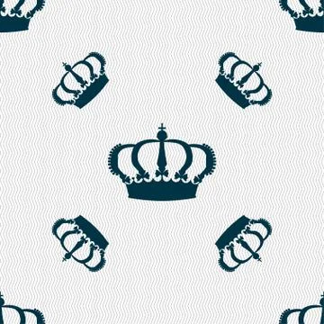 Crown icon sign. Seamless pattern with geometric texture. Vector Stock Illustration