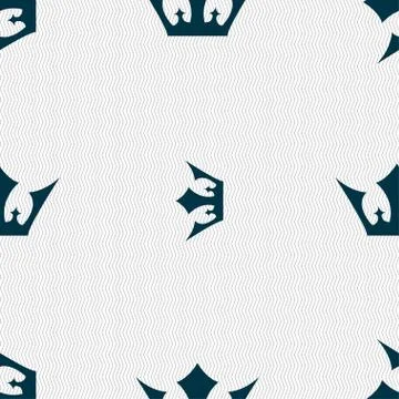 Crown icon sign. Seamless pattern with geometric texture. Vector Illustrazione stock