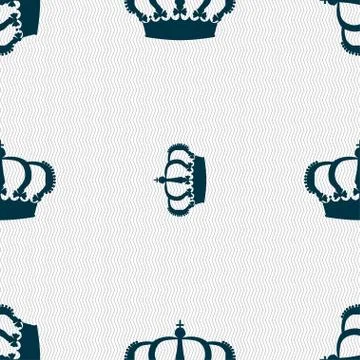 Crown icon sign. Seamless pattern with geometric texture. Vector Stockillustratie