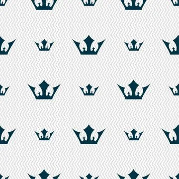 Crown icon sign. Seamless pattern with geometric texture. Vector 스톡 일러스트
