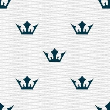 Crown icon sign. Seamless pattern with geometric texture. Vector Stock Illustration