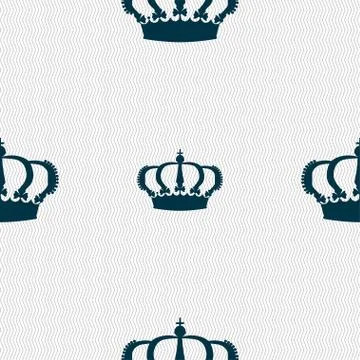 Crown icon sign. Seamless pattern with geometric texture. Vector Illustrazione stock