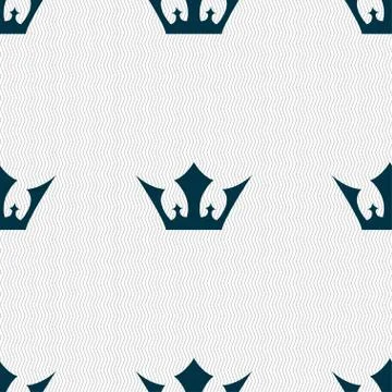 Crown icon sign. Seamless pattern with geometric texture. Vector Stock Illustration