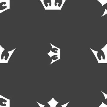 Crown icon sign. Seamless pattern on a gray background. Vector Stockillustratie