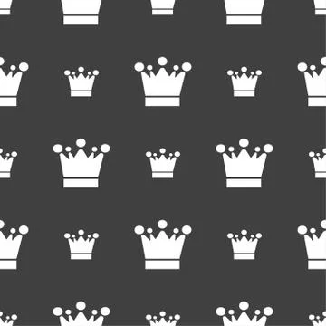 Crown icon sign. Seamless pattern on a gray background. Vector Stockillustratie