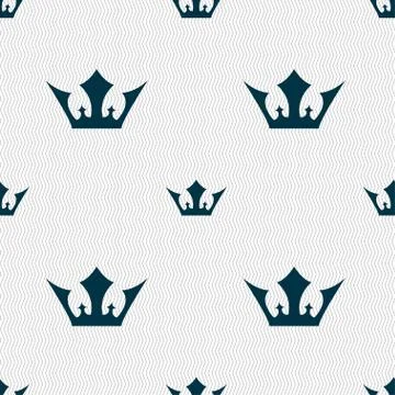 Crown icon sign. Seamless pattern with geometric texture. Stock Illustration