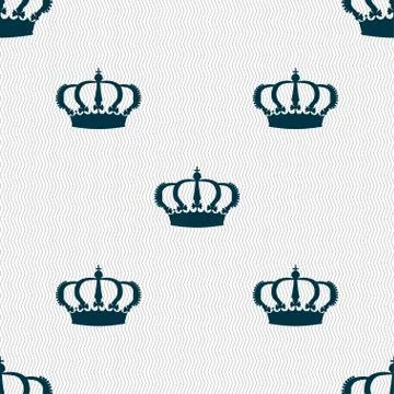 Crown icon sign. Seamless pattern with geometric texture. Stockillustratie