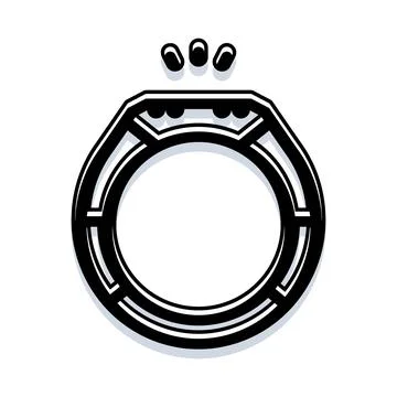 Crown icon symbol with geometric ring element design Stock Illustration
