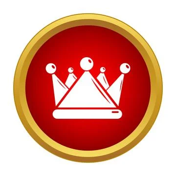 Crown icon symbol on red circle gold frame Stock Illustration